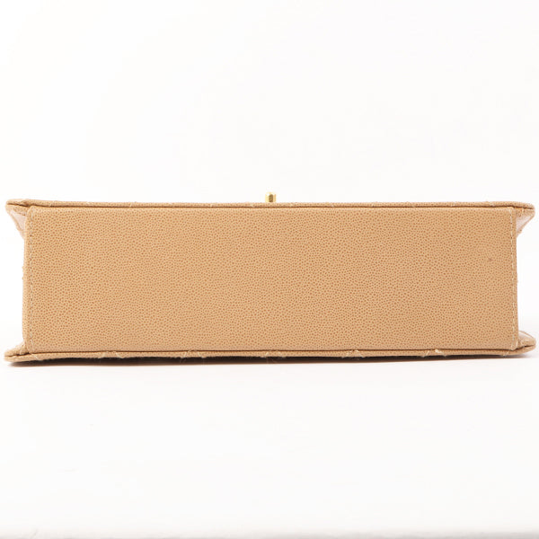 Chanel Around 1998 Made Caviar Skin Turn-Lock Shoulder Bag Beige