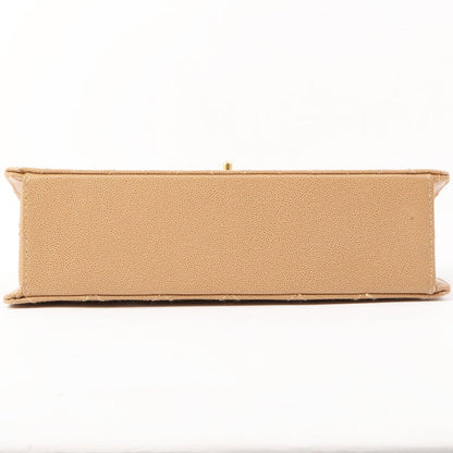 Chanel Around 1998 Made Caviar Skin Turn-Lock Shoulder Bag Beige