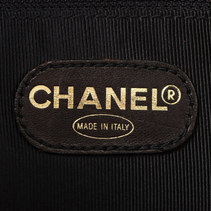 CHANEL Around 1997 Made Caviar Skin Logo Embroidered Tote Bag Black