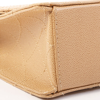 Chanel Around 1998 Made Caviar Skin Turn-Lock Shoulder Bag Beige