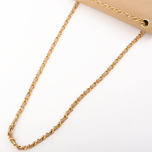 Chanel Around 1998 Made Caviar Skin Turn-Lock Shoulder Bag Beige