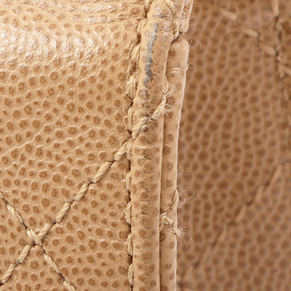 Chanel Around 1998 Made Caviar Skin Turn-Lock Shoulder Bag Beige