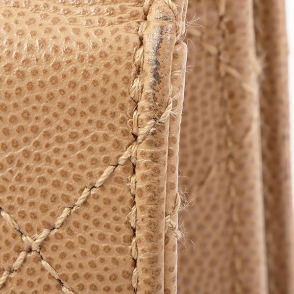 Chanel Around 1998 Made Caviar Skin Turn-Lock Shoulder Bag Beige