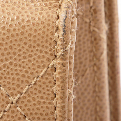 Chanel Around 1998 Made Caviar Skin Turn-Lock Shoulder Bag Beige
