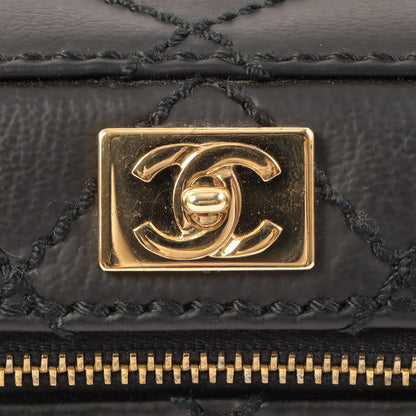 Chanel Around 2001 Made Wild Stitch Turn-Lock Vanity Chain Top Handle Bag Black