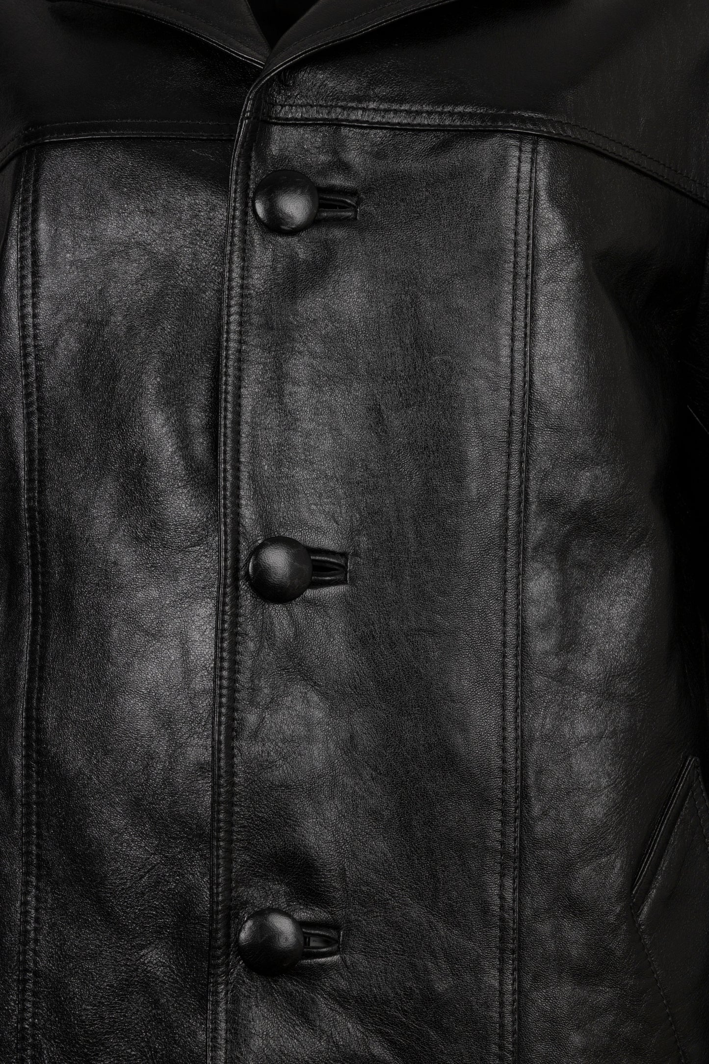 CELINE Short Coat Leather Black