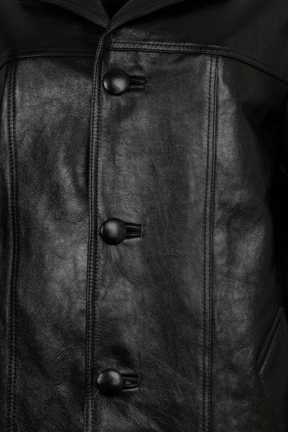 CELINE Short Coat Leather Black