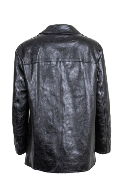 CELINE Short Coat Leather Black