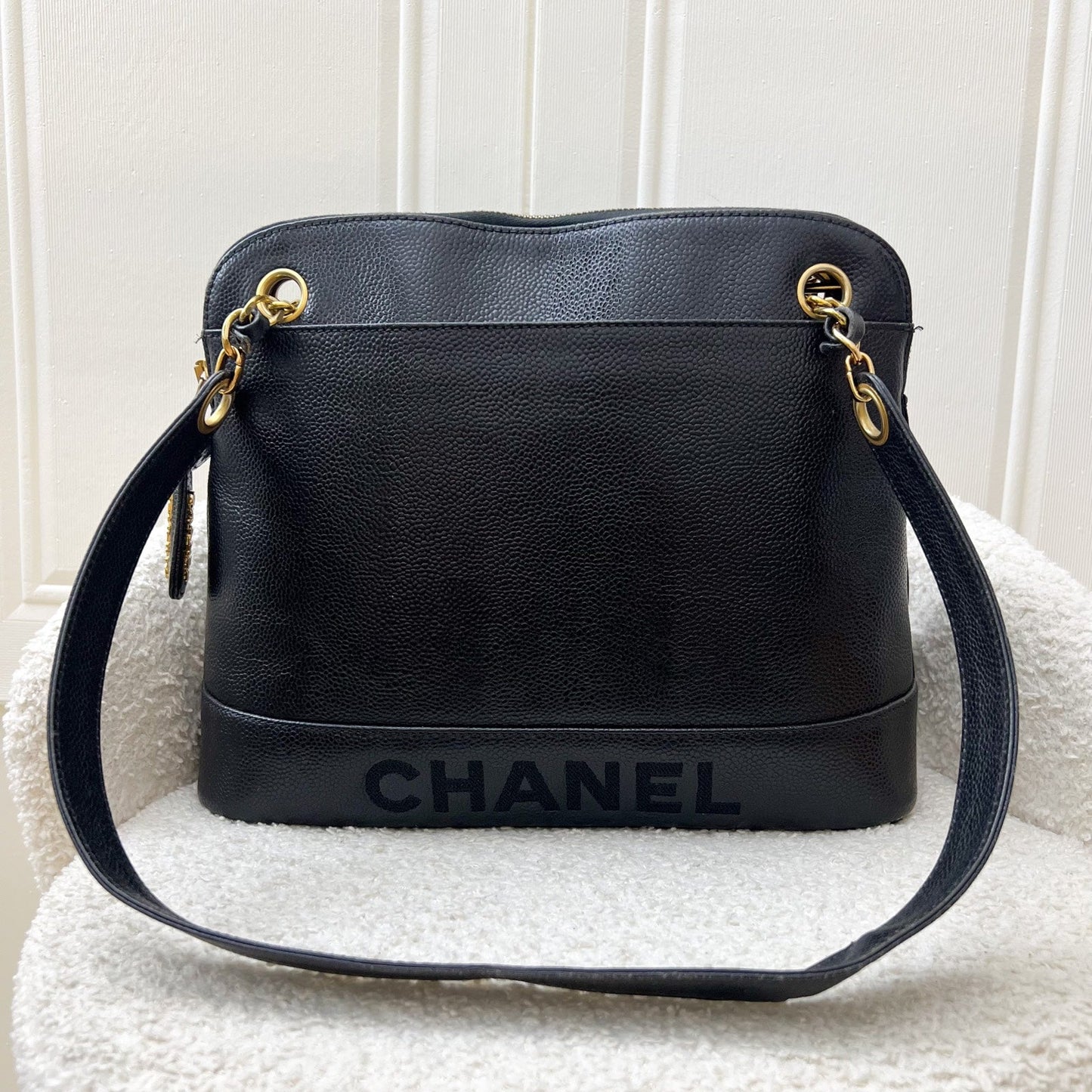 Chanel Vintage Tote Bag in Black Caviar and GHW