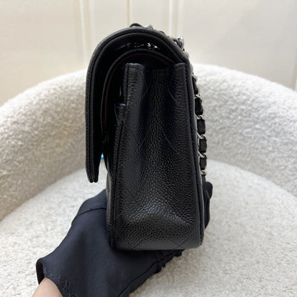 Chanel Medium Classic Flap CF in Black Caviar and SHW (Model: A01112)