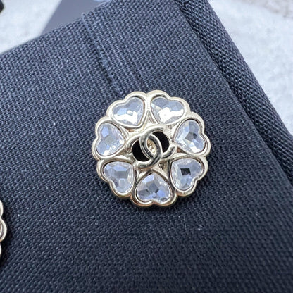 Chanel 25B Round Earrings with Crystals in LGHW