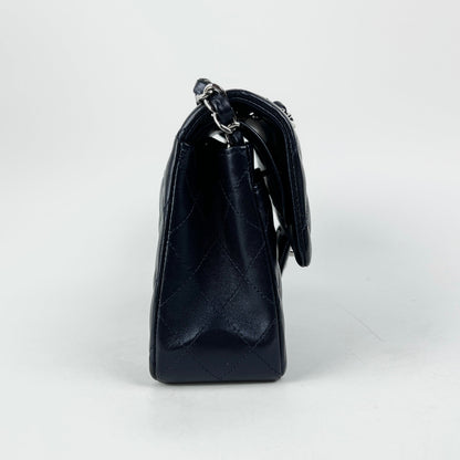 Chanel Small Double Classic Flap Metallic Navy
