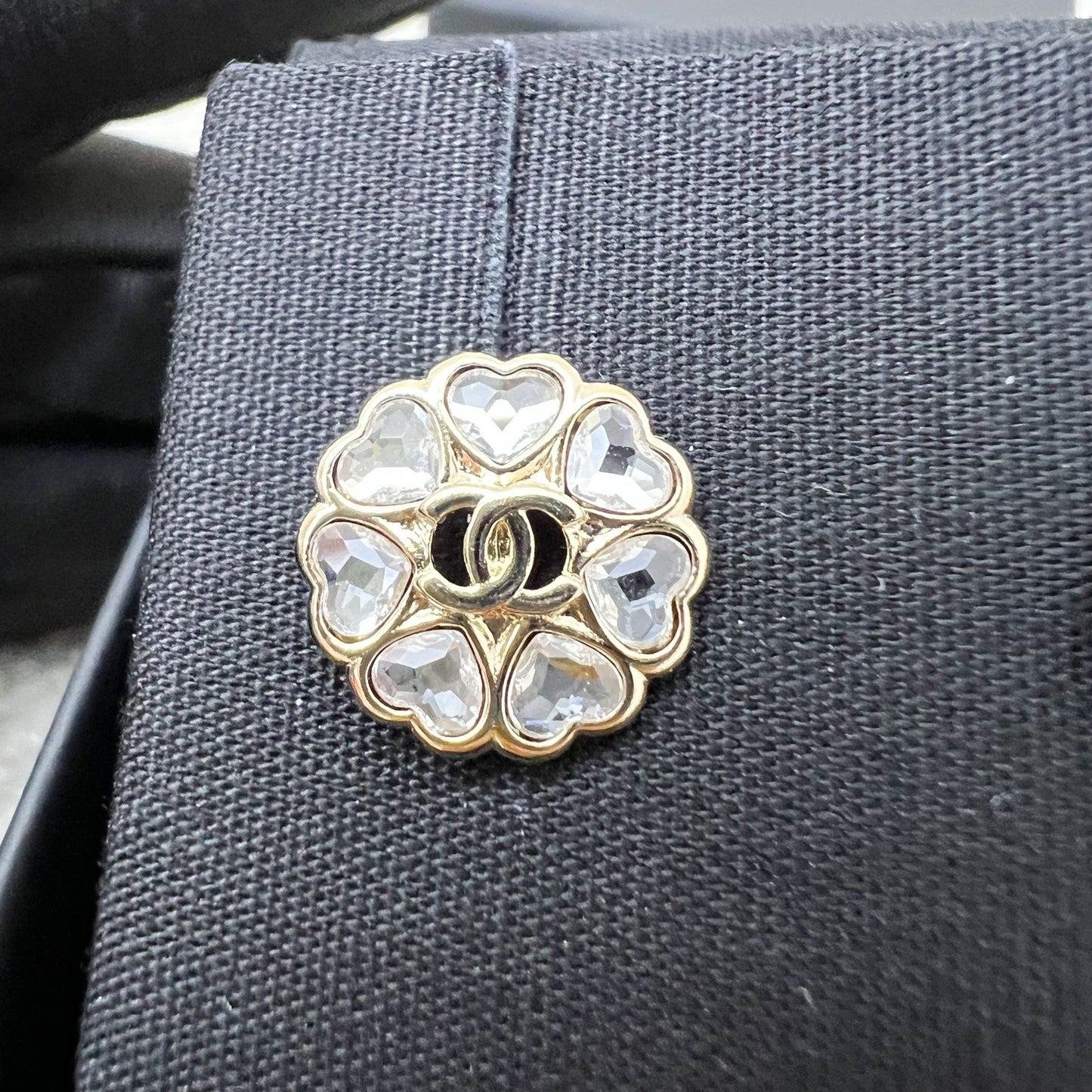 Chanel 25B Round Earrings with Crystals in LGHW