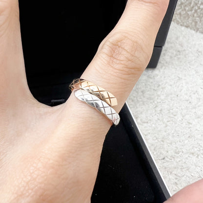 Chanel Coco Crush Toi Et Moi Ring Small Version with Diamonds in 18K White and Beige Gold Sz 51
