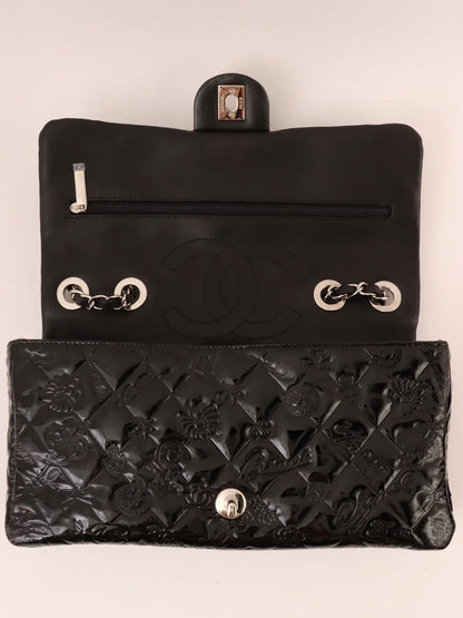 Chanel Around  Made Patent Icon Embossed Turn-Lock Chain Bag Black