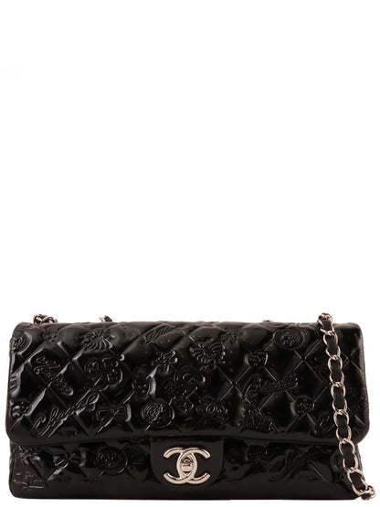 Chanel Around  Made Patent Icon Embossed Turn-Lock Chain Bag Black