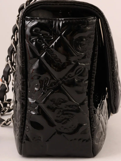 Chanel Around  Made Patent Icon Embossed Turn-Lock Chain Bag Black