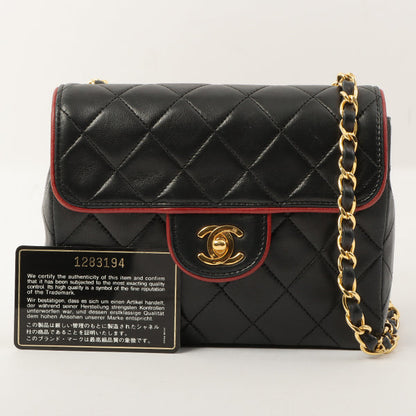 Chanel Around 1990 Made Bicolor Classic Flap Chain Bag Mini Black/Bordeaux
