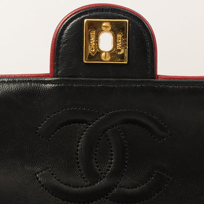 Chanel Around 1990 Made Bicolor Classic Flap Chain Bag Mini Black/Bordeaux