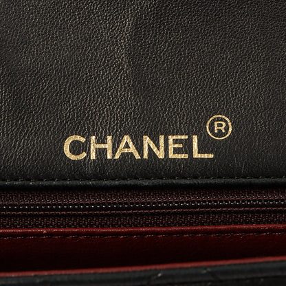 Chanel Around 1990 Made Bicolor Classic Flap Chain Bag Mini Black/Bordeaux