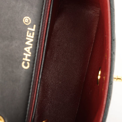 Chanel Around 1990 Made Bicolor Classic Flap Chain Bag Mini Black/Bordeaux