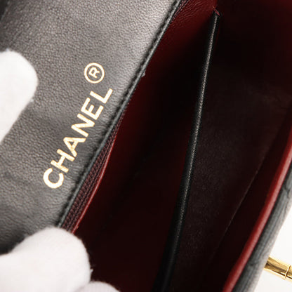 Chanel Around 1990 Made Bicolor Classic Flap Chain Bag Mini Black/Bordeaux