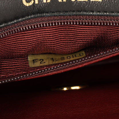 Chanel Around 1990 Made Bicolor Classic Flap Chain Bag Mini Black/Bordeaux