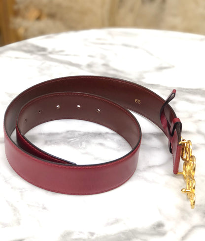 CELINE antique motif leather belt red vintage old celine 6ncg4u