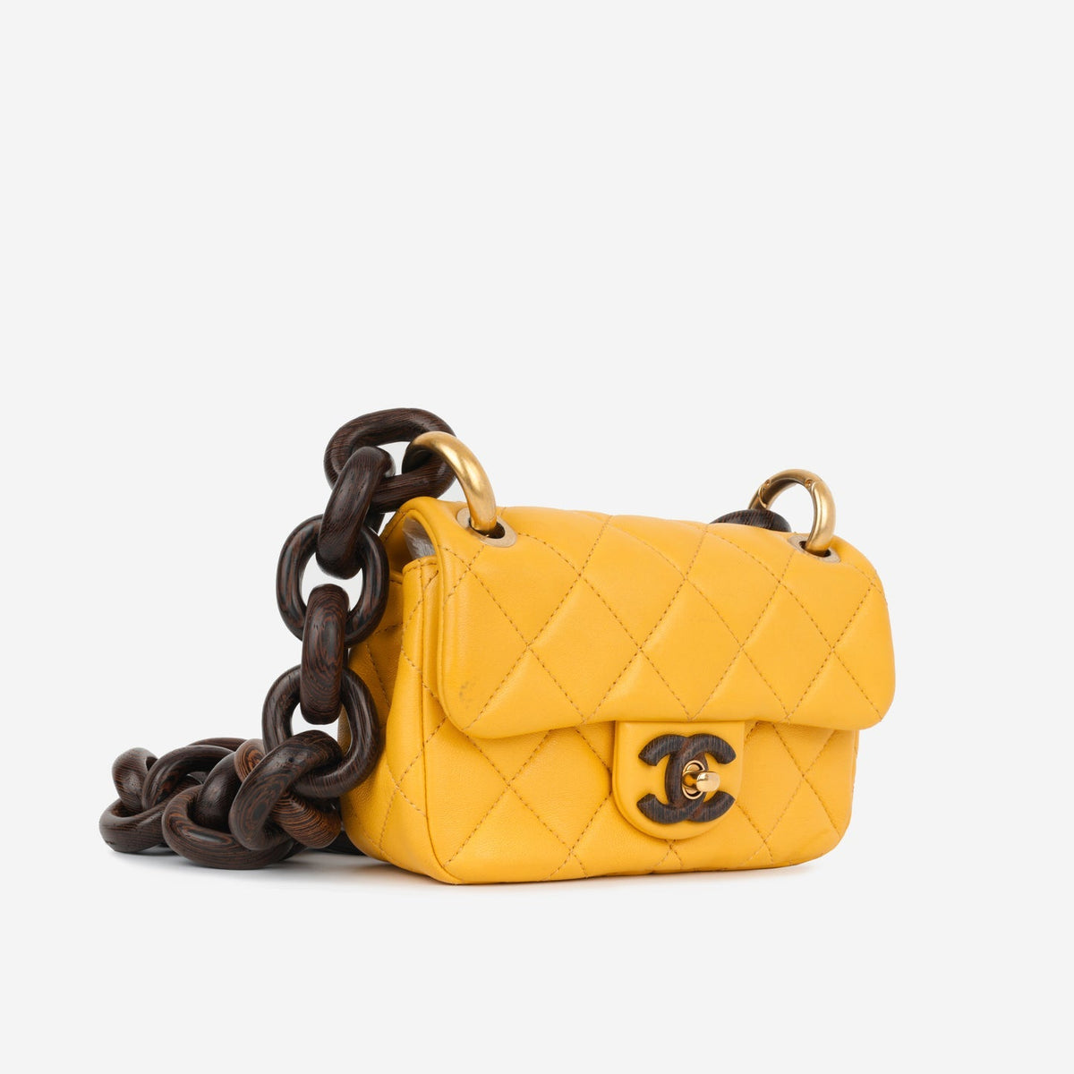 Chanel Chanel - Mini Square Wenge Wood - Yellow Lambskin AGHW -