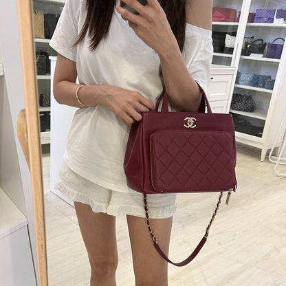 Chanel Business Affinity Top Handle Tote in Burgundy Red Caviar and GHW