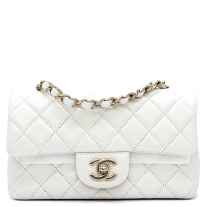Mini Rectangular Flap Pearl White Calfskin
