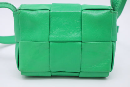 Bottega Veneta Mini Cassette in Green Intrecciato Leather