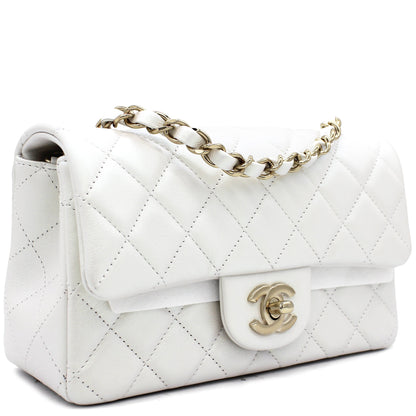 Mini Rectangular Flap Pearl White Calfskin