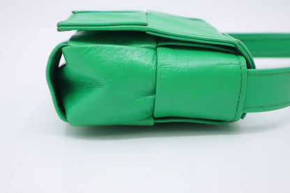 Bottega Veneta Mini Cassette in Green Intrecciato Leather