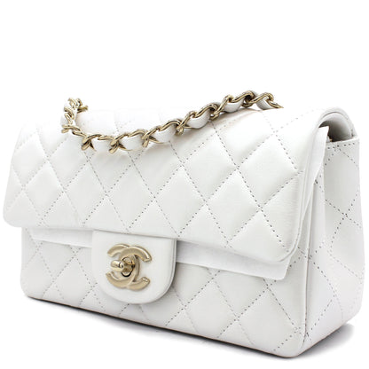 Mini Rectangular Flap Pearl White Calfskin