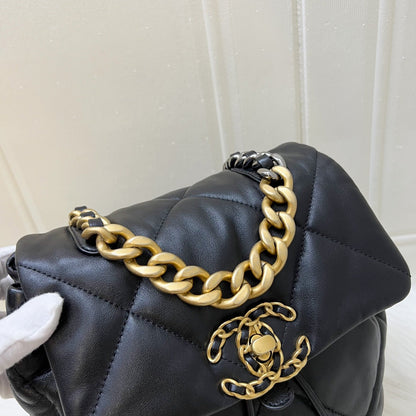 Chanel 19 Backpack in Black Shiny Lambskin and AGHW