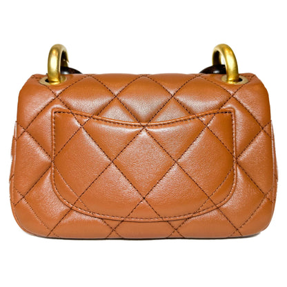 Chanel Caramel Brown Paris-Dakar Wenge Wood Mini Rectangular Flap Bag