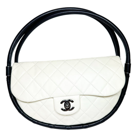Chanel White Black Hula Hoop Bag