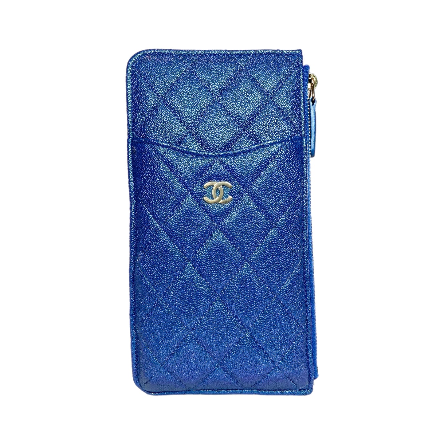 Chanel Iridescent Blue Classic Phone Case Pouch Wallet