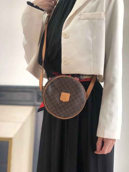 CELINE  Round Shoulder bag Brown Vintage teecbu