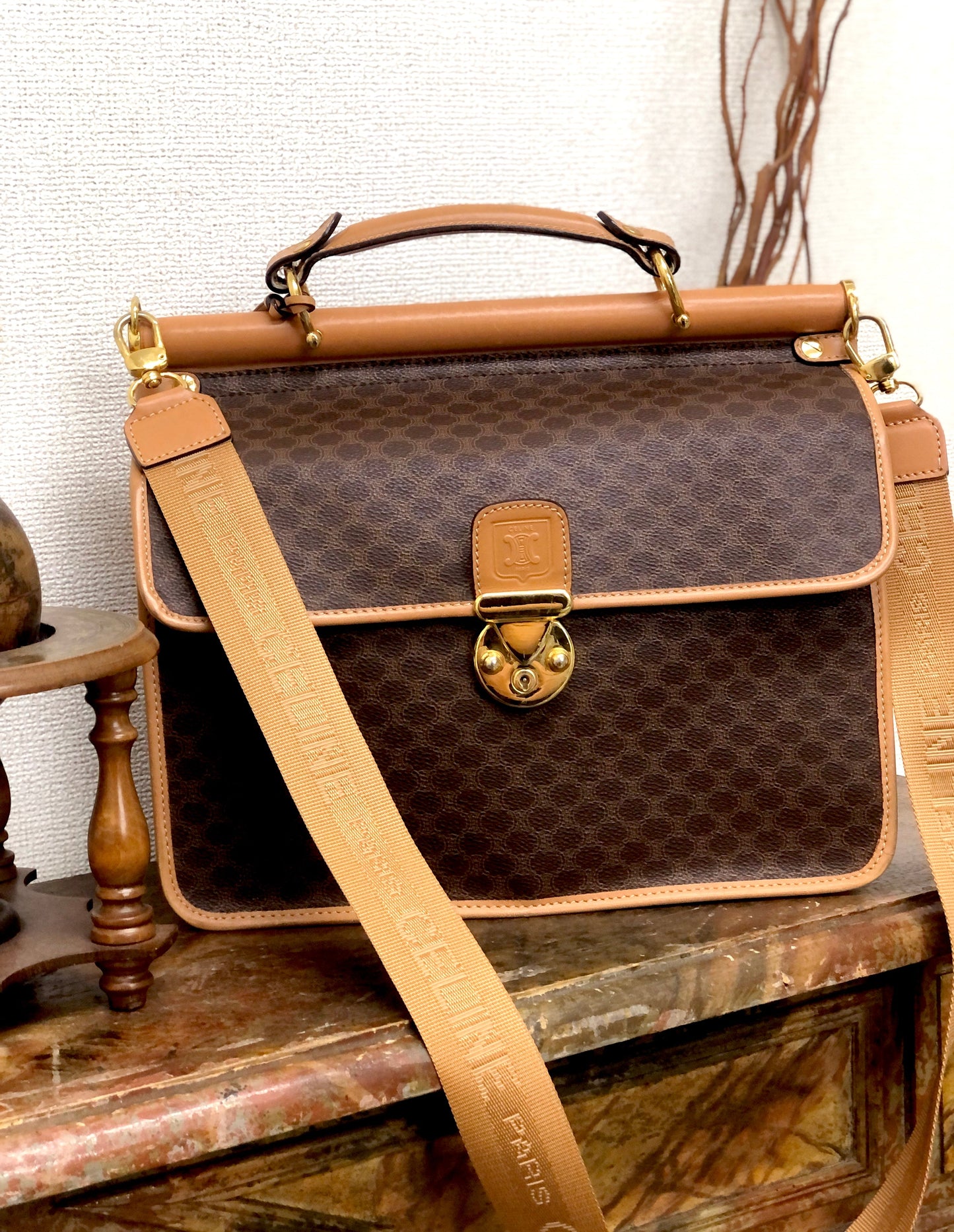 CELINE Macadam Doctor bag Crossbody Shoulder bag Brown Vintage OldCELINE tts4iw