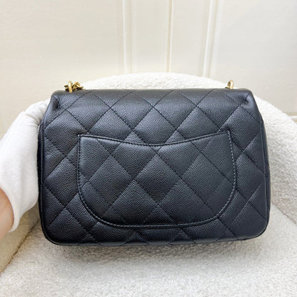 Chanel 23P / 24P Heart Adjustable Chain Small / Medium 24cm Flap Bag in Black Caviar AGHW (Model: AS3921)