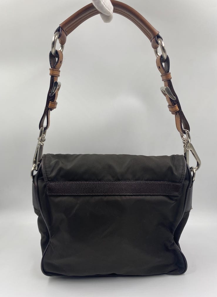 Prada Nylon Bag with Tan Leather Strap