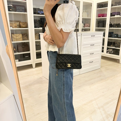 Chanel Pearl Crush Mini Rectangle Flap in 24K Black Stiff Lambskin and AGHW (AS1787)