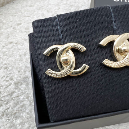 Chanel CC Turnlock Earrings in LGHW (Model: AB9411)