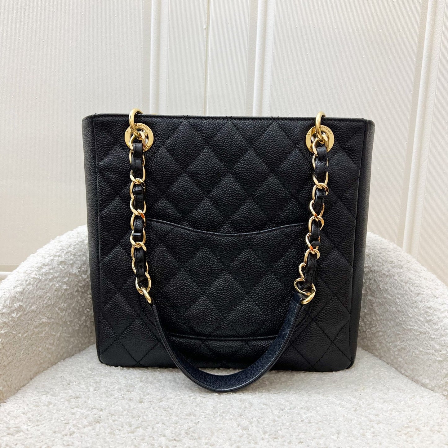 Chanel Petite Shopping Tote PST in Black Caviar and GHW (Model: A50994)