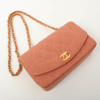 Chanel 1992 Cotton Diana Flap Chain Bag Light Coral