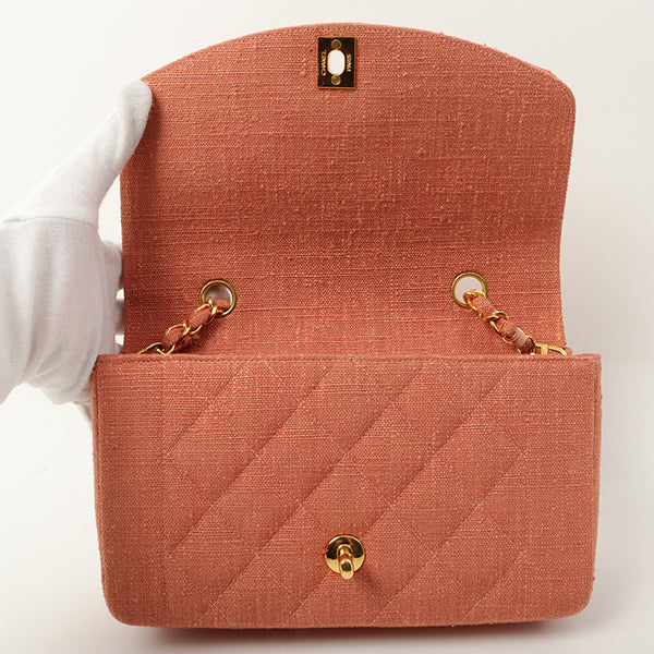 Chanel 1992 Cotton Diana Flap Chain Bag Light Coral