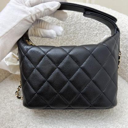 Chanel Classic Quilted Hobo Clutch on Chain in Black Caviar and LGHW (Model: AP4386)