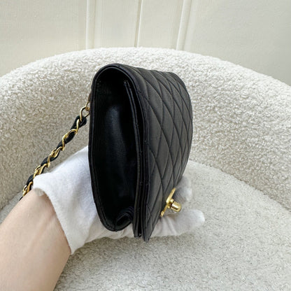 Chanel Vintage Small Quilted Crossbody Bag in Black Lambskin GHW